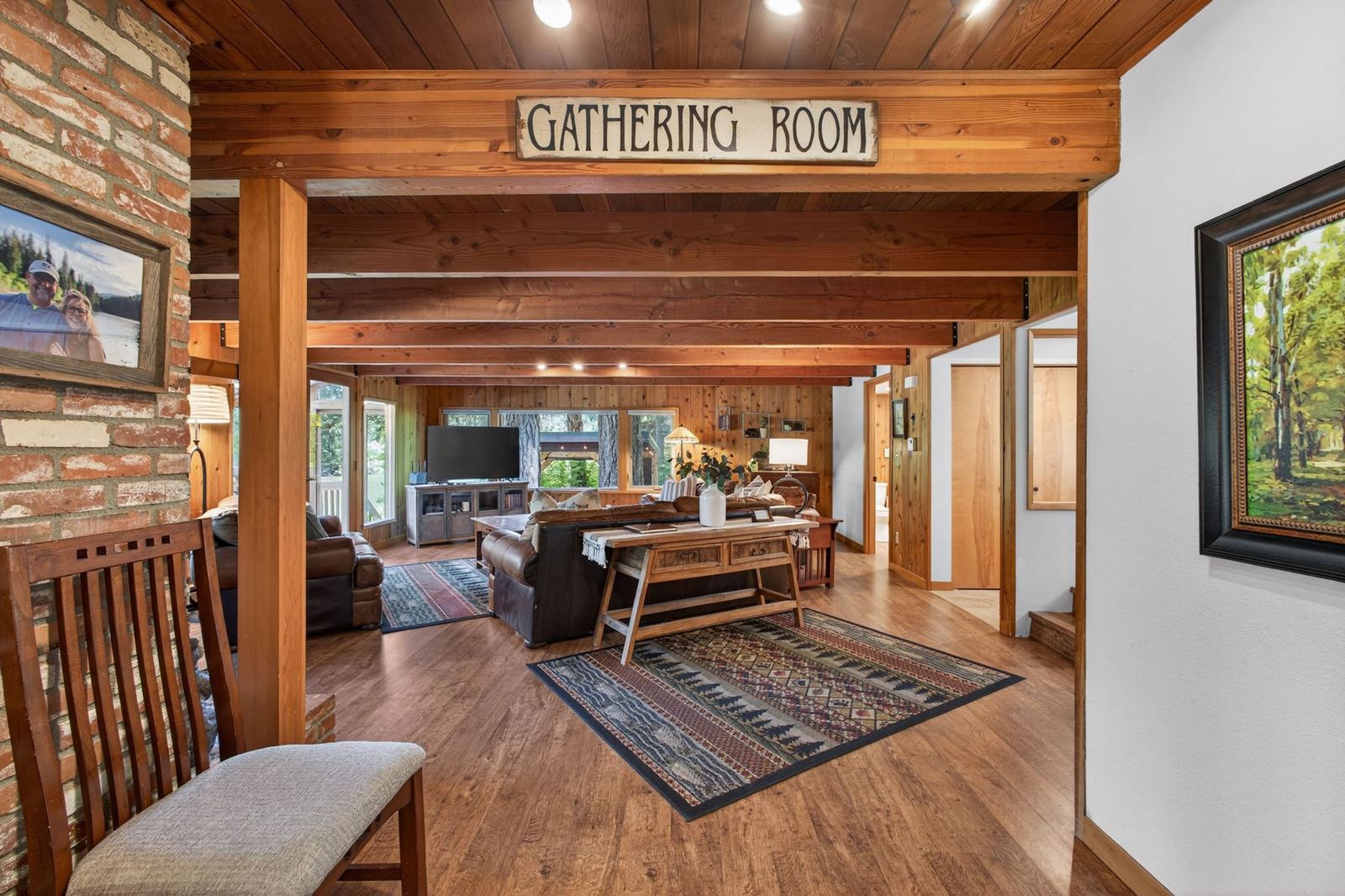 The Gathering Room, with beamed ceilings and room for everyone