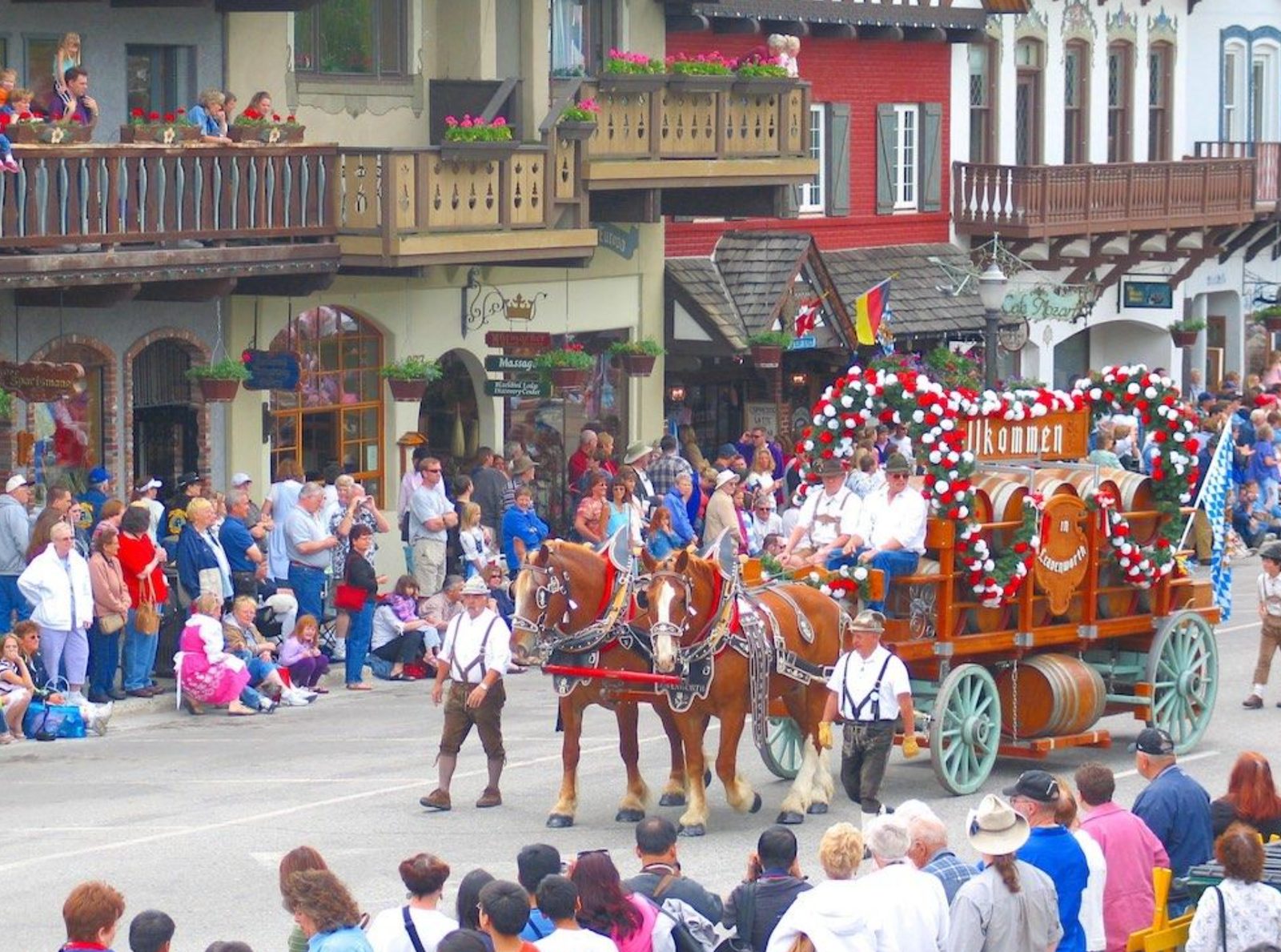 Horse-drawn beer wagon in the Leavenworth Oktoberfest parade